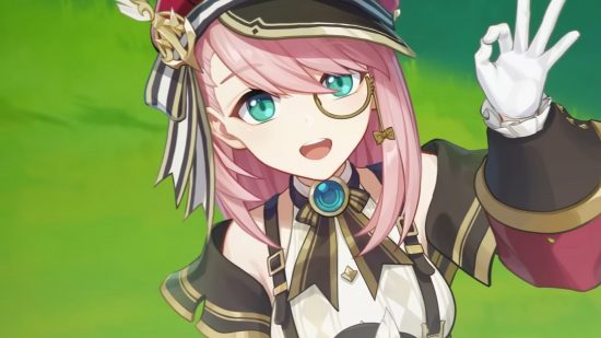 Genshin Impact event gives Primogems for Fontaine wildlife photography: anime girl with pink hair and monocle