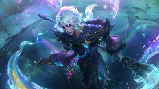 League of Legends Arena tier list: a person with white hair and a huge paintbrush.