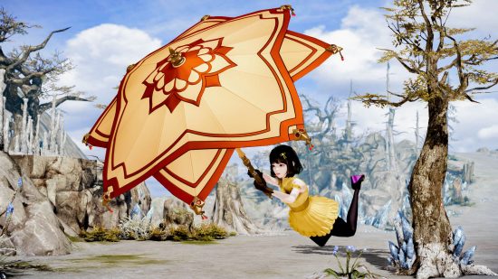 Lost Ark patch notes: Aeromancer, the new class coming with the August update, is shown as a small female character flies wielding a yellow parasol