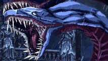 The Last Faith: Elden Ring meets Castlevania in a Bloodborne-inspired game, an image showing a deep blue monster with sharp teeth
