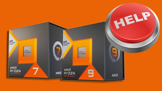 AMD Ryzen CPU Inception vulnerability Phoronix testing: AMD Ryzen CPUs appear next to a red button reading 'help' against an orange background.