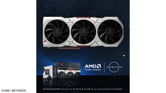 An image of the custom Starfield Radeon RX 7900 XTX graphics card from AMD.