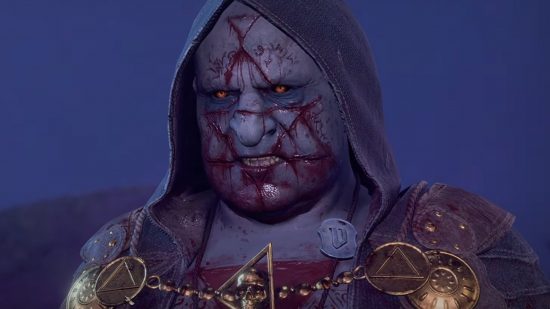 Balthazar, one of the undead priests of the Absolute and identifiable by the bloodied ritual scars on his face, confronts the party on their way to the Baldur's Gate 3 Nightsong.