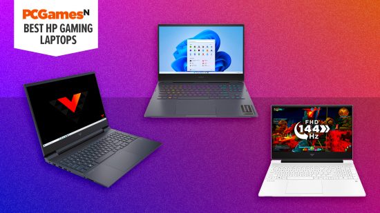 The best HP gaming laptops against a pruple gradient background