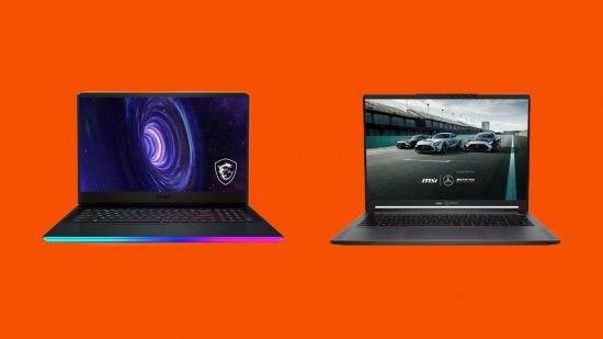 Best MSI gaming laptops - image shows two of them sitting besides each other.