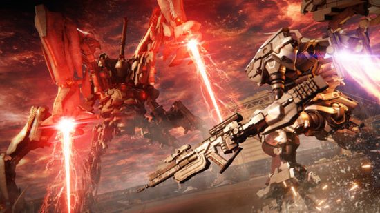 Image of two mechs fighting in Armored Core 6 Fires of Rubicon.