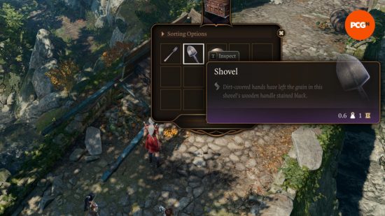 BG3 shovel: the in-game description for the shovel