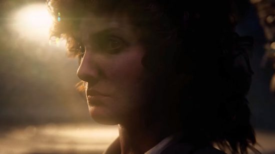 Dead by Daylight Ellen Ripley Alien: a woman with curly brown hair, looking off to her left
