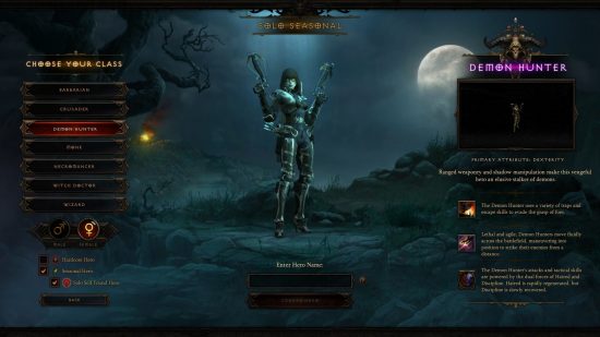 Diablo 3 seizoen 29 - menu met de nieuwe SSF -modus (solo zelfgerichte) modus