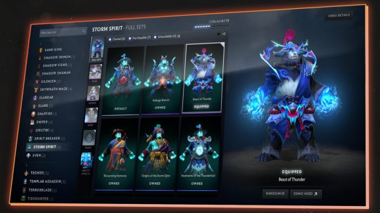 Dota 2 summer client update - The new-look Armory, filled with all your cosmetic items.