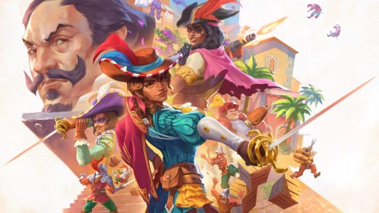 Key artwork of En Garde featuring the game's cast