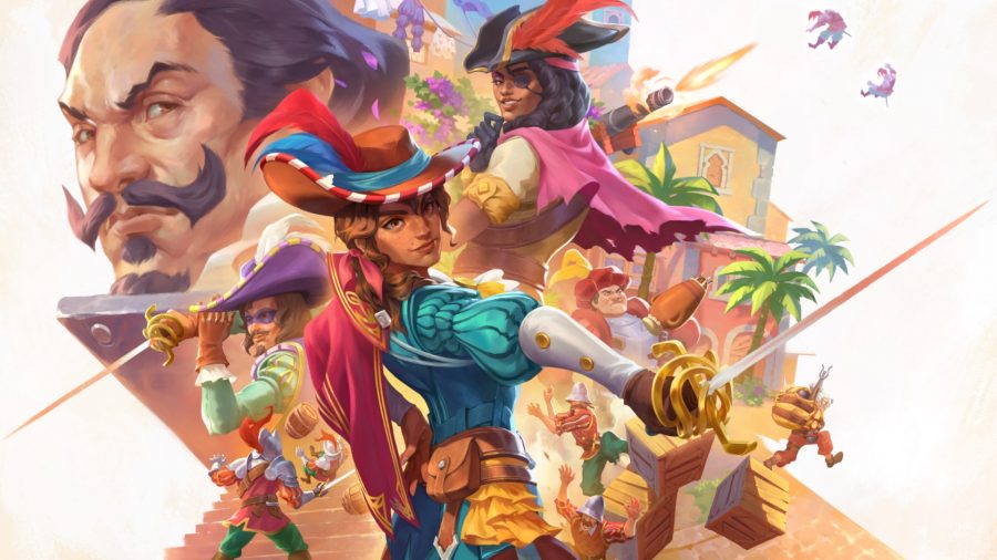 Key artwork of En Garde featuring the game's cast