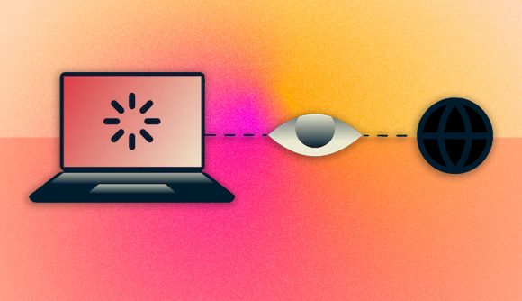 ExpressVPN benefits - an illustration of bandwidth throttling with a laptop and eye