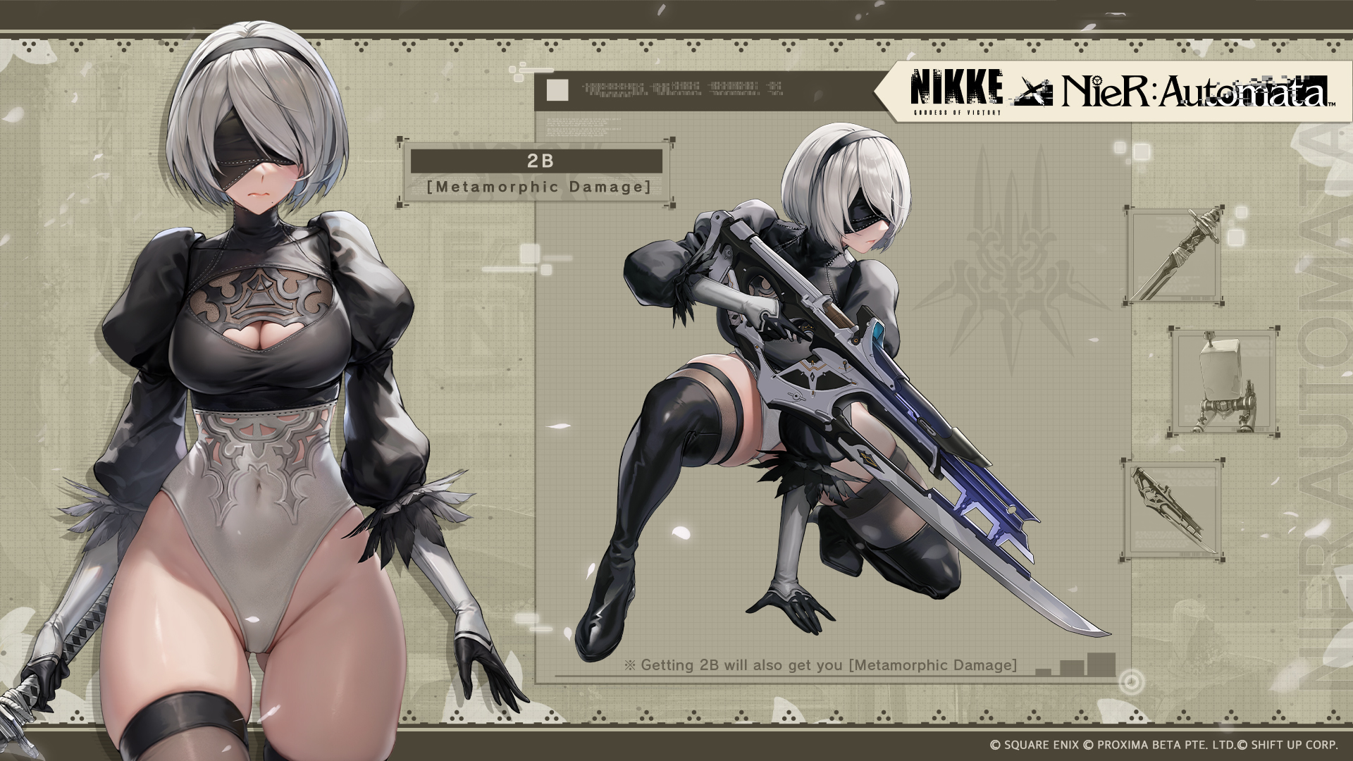 Goddess of Victory 2B costumes: A breakdown of the abilities for Nier Automata's 2B in anime game Goddess of Victory Nikke