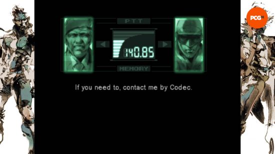 Metal Gear Solid: Snake is talking to the Colonel via the codec.