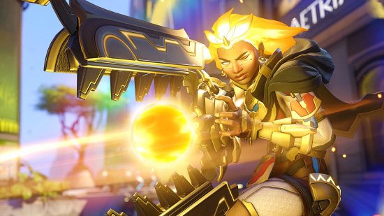 Overwatch 2 Illari - the new support hero charges up her ultimate attack, Captive Sun.