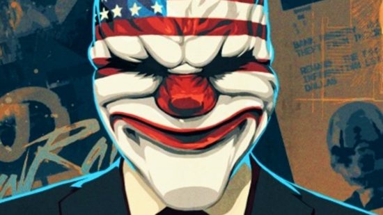 Payday 3 Denuvo: A bank robber in a clown mask from FPS game Payday