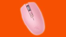 An image of the Razer Orochi V2 mobile wireless gaming mouse on an orange background.