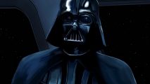 Star Wars Dark Forces Remaster - Darth Vader stands aboard a space station.