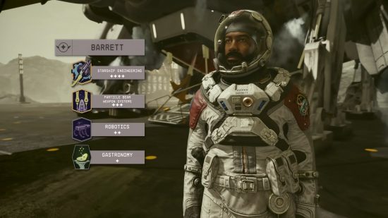 Starfield Barrett: a man wearing a spaceship with the visor down.