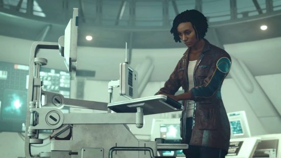 Noel is one of the core members of the Starfield Constellation faction. Here we see her doing some research in a laboratory.