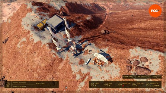 A small outpost sequestered on the ridge of a distant planet, featuring wind turbines, extractors, and even a desk for an outpost worker, as featured our Starfield review.