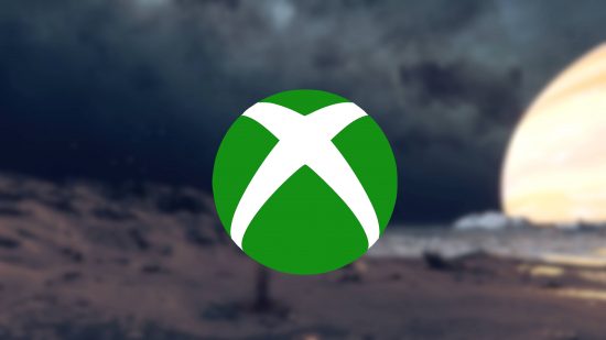 The Xbox Game Pass logo on a blurred background of a moon with a planet to the right side of the screen.