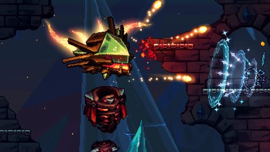 Terraria's biggest mods join tModLoader 1.4.4 - A giant boss in the Starlight River mod fires out projectiles at a bow-wielding player.