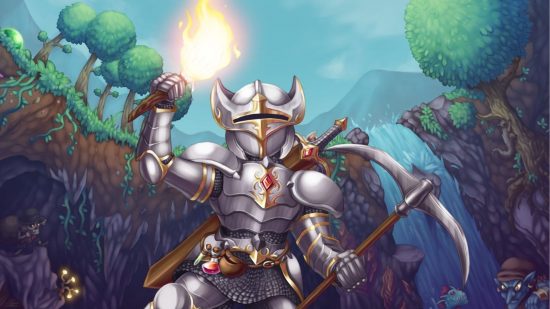 The Terraria key art shows the best weapons and tools