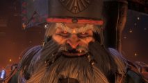 Total War Warhammer 3 not in Steam sale: a man with a great big grey beard and evil eyes looks right into the camera