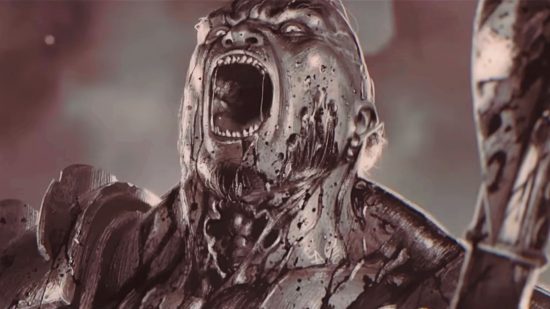 Diablo 4 Патчі Нотатки: Кривавий чоловік кричить, широко відкритий рот і розірваний на шиї