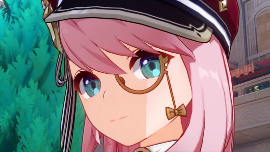 Genshin Impact 4.1 finally allows us to suspend active quests: anime girl with pink hair and monocle
