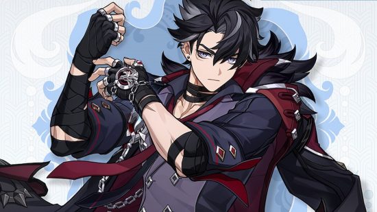 Genshin Impact 4.1 is finally adding the first Cryo catalyst user: anime man with black hair and a black coat