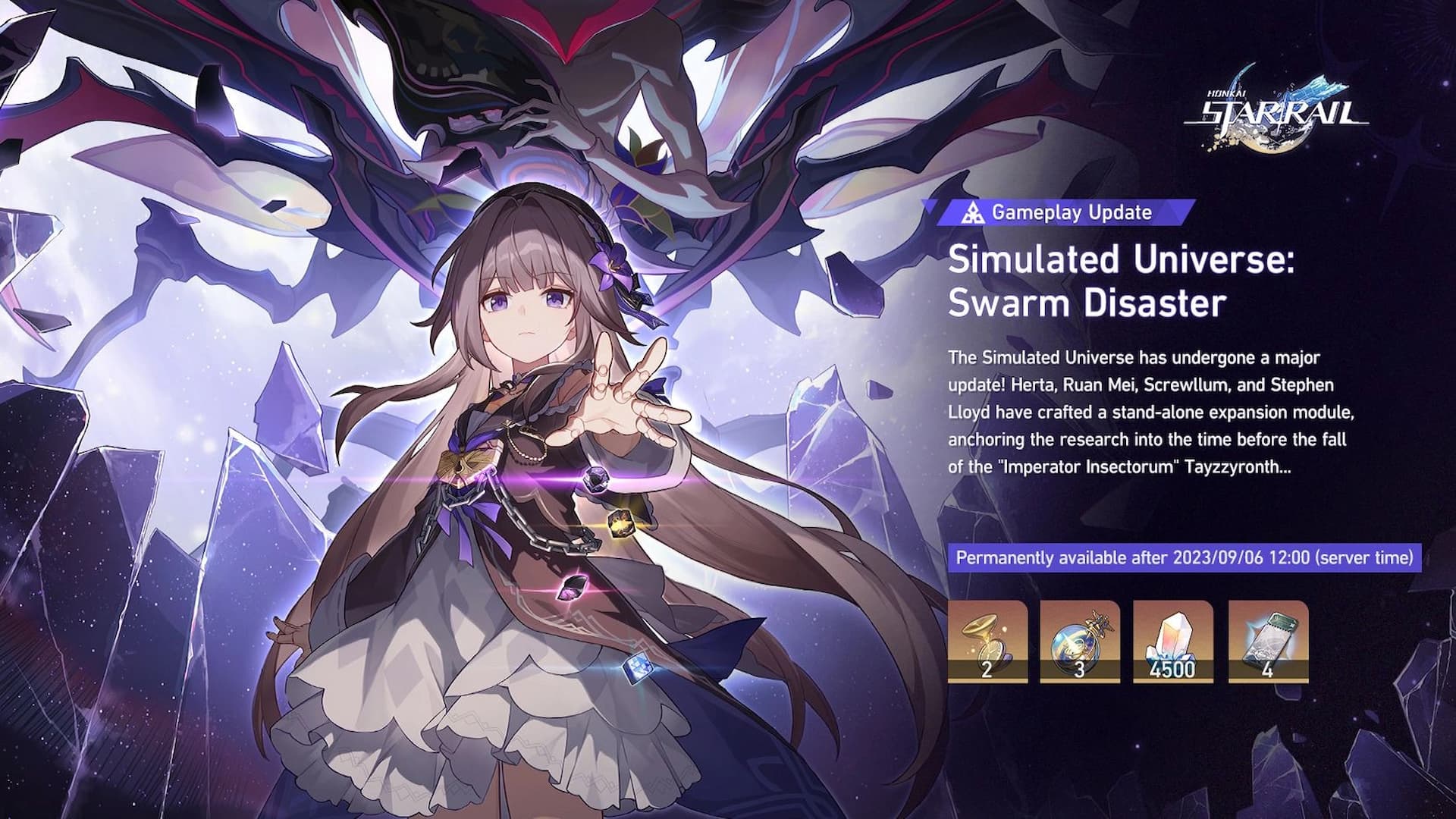 Honkai Star Rail is offering an insane amount of Jade in new game mode: anime girl splash art next to text describing an event
