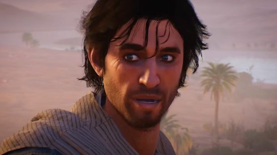 Basim Ibn Is’haq, the protagonst voiced by Lee Majdoub in the Assassin's Creed voice actors cast list, as he appears in the beginning of his journey as a street thief.