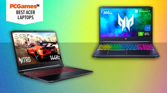 Best Acer gaming laptop image showing two of the laptops in the article.