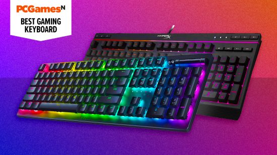 Best gaming keyboard - two RGB keyboards on a colorful pink background