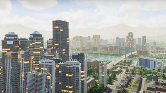 Cities Skylines 2 contour lines: A huge cityscape from city building game Cities Skylines 2