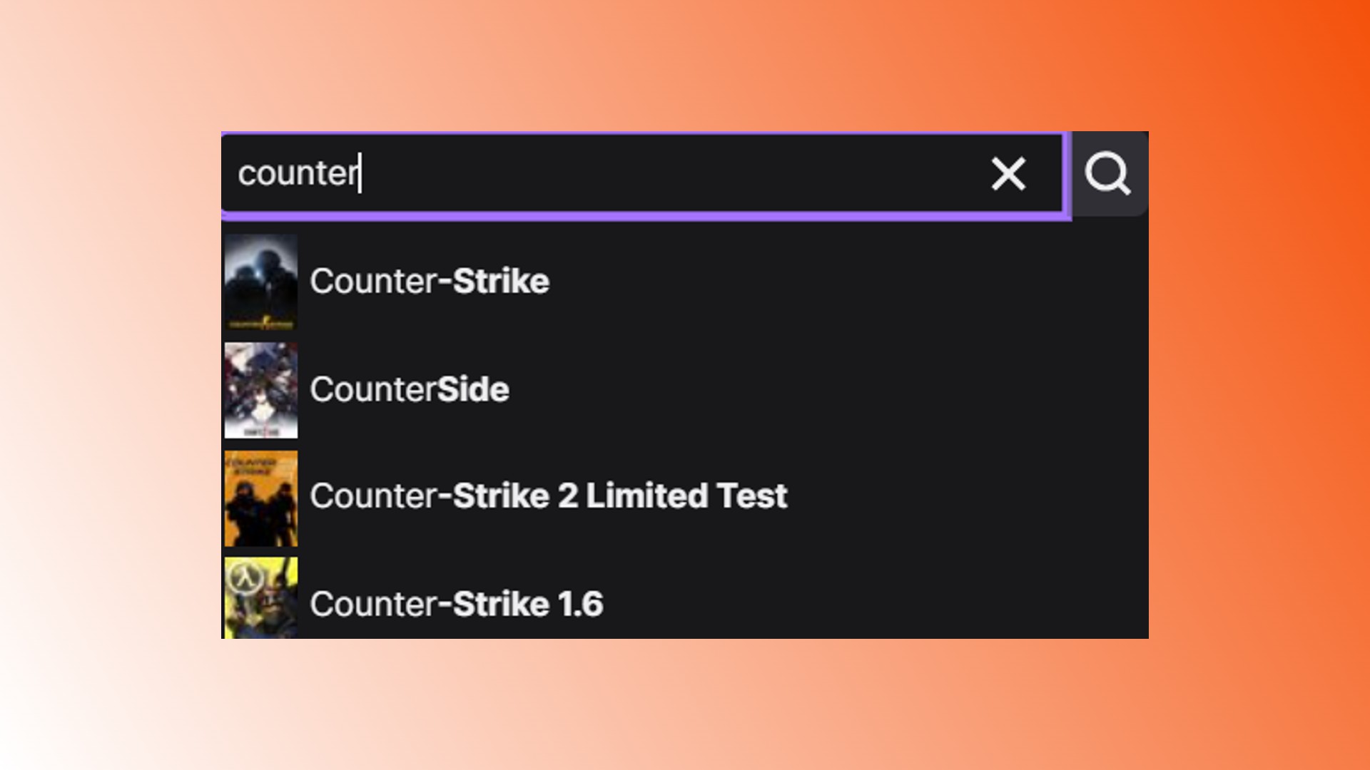 CSGO Twitch removed: An image from Twitch showing Counter-Strike games available to watch
