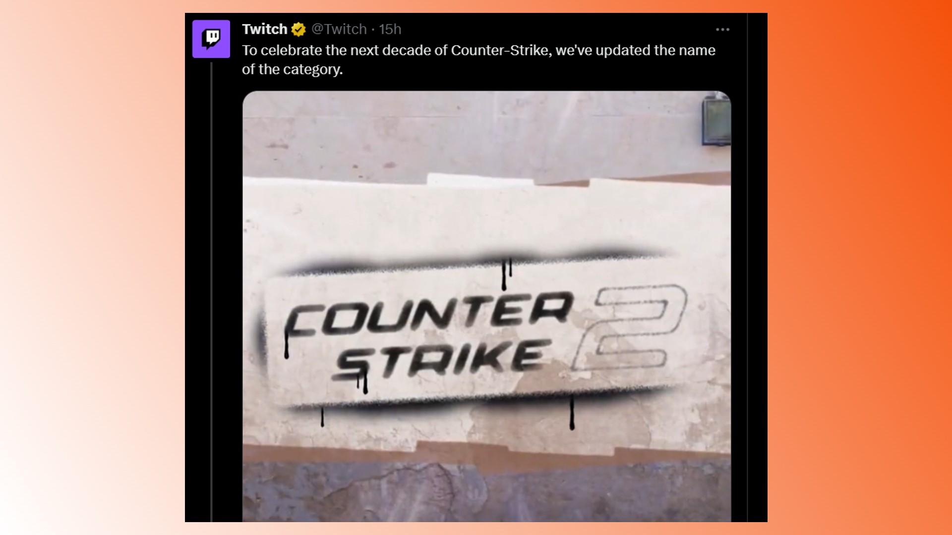 CSGO Twitch removed: A tweet from Twitch regarding Counter-Strike 2 and the removal of CSGO