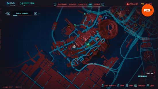 Cyberpunk 2077 Phantom Liberty best gun: an in game map