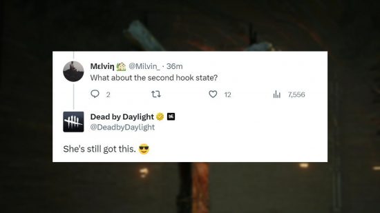 A comment about the Dead by Daylight chance to unhook mechanic from Twitter