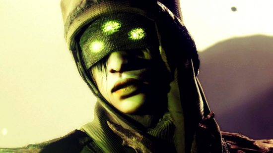 Destiny 2 server disconnects and enemies not responding - Eris Morn, three green lights shining through a blindfold over her eyes.