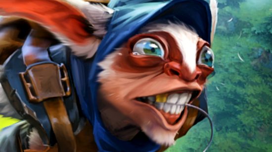Dota 2 smurfs banned - Meepo, a wide-eyed creature with a golden tooth, flies through the air.
