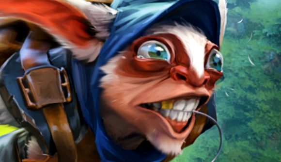 Dota 2 smurfs banned - Meepo, a wide-eyed creature with a golden tooth, flies through the air.