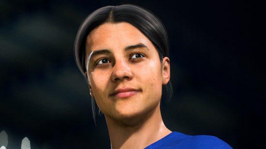 EA Sports FC 24 early access: a female footballer wearing a blue jersey.