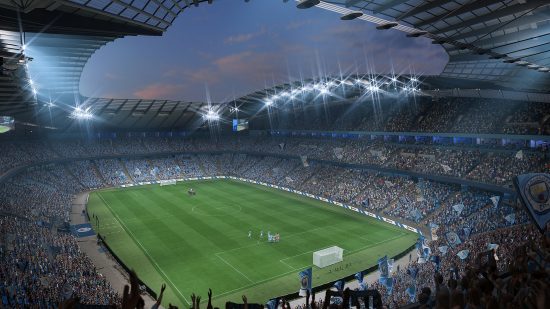 EA Sports FC 24: a huge football stadium filled with people.