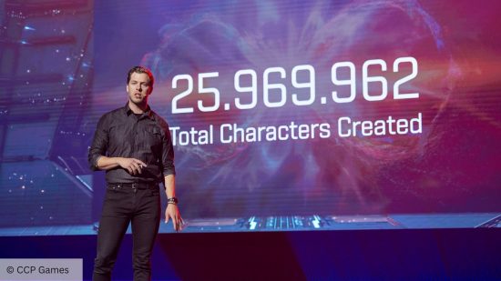 A screen shows how many eve online characters have been created