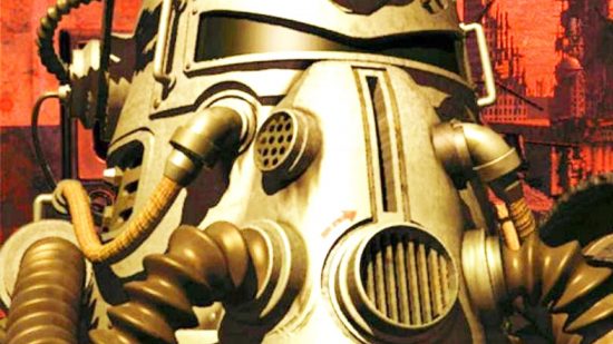 Fallout remake: A futuristic soldier in a giant metal helment from RPG game Fallout