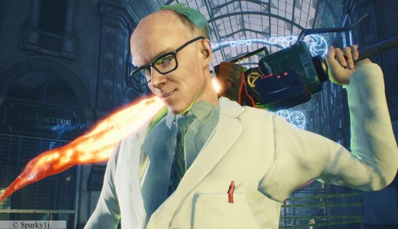 Half-Life Devil May Cry 5; A scientist, Dr. Kleiner from Valve FPS game Half-Life, holding a giant sword